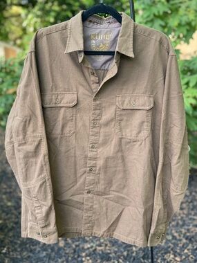 KÜHL Mountain Grown Button Up Shirt XL Brown Cotton Wool Outdoor Hiking